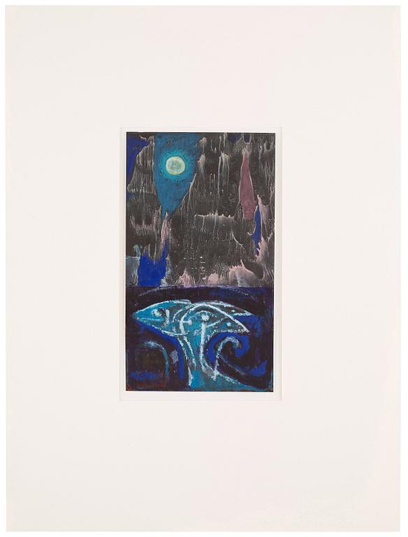 CO Hultén, gouache på papp-pannå, signerad och utförd 1946/47.