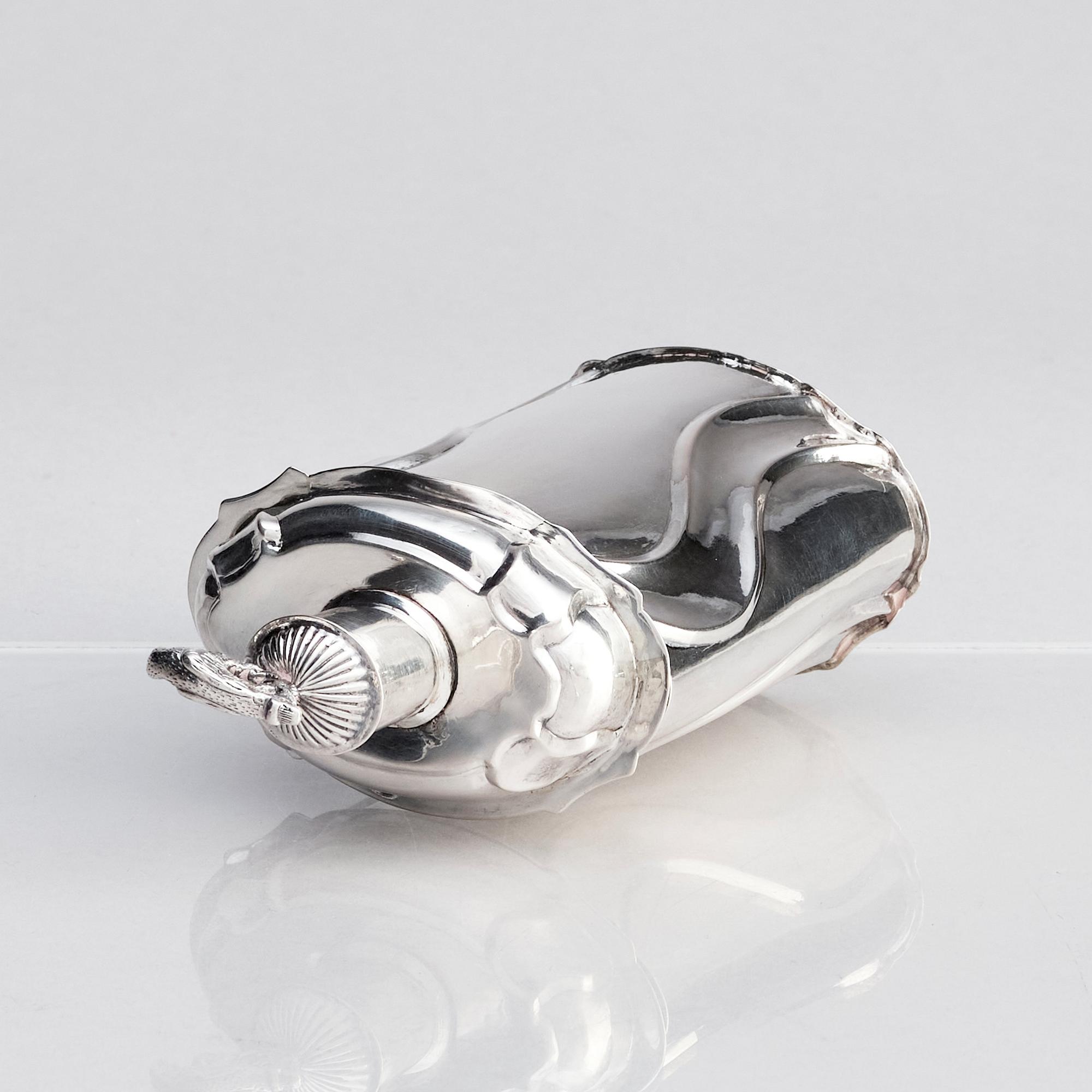 A Swedish 18th century silver tea caddy, restamped Claes Christian Carlén, Borås 1844.