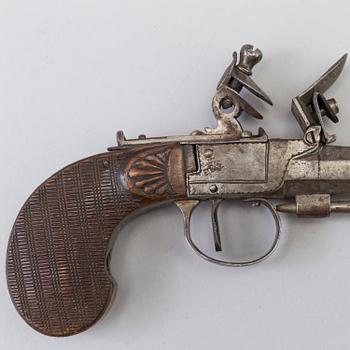 A Belgian flintlock pistol circa 1800.