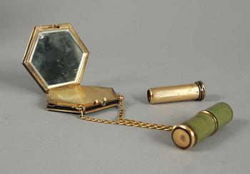 MAKEUP-SET,  18 k guld, art deco. Gustave Keller,  Paris.