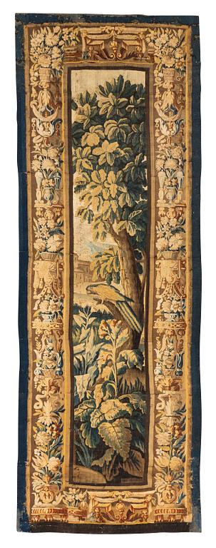 Vävd tapet, "Verdure", gobelängteknik, "entre-fenêtre", ca 314 x 109, cm, Aubusson omkring 1700-1700-talets förra hälft.