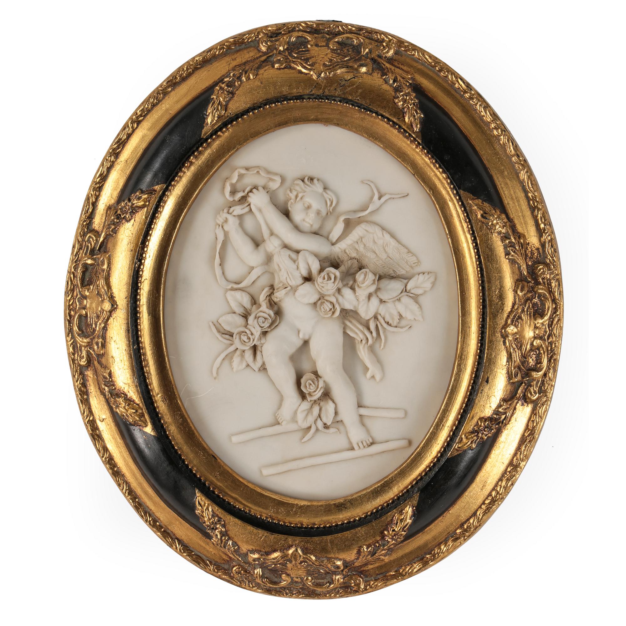 TAVLA MED RELIEF, alabaster, 1800-talets andra hälft.