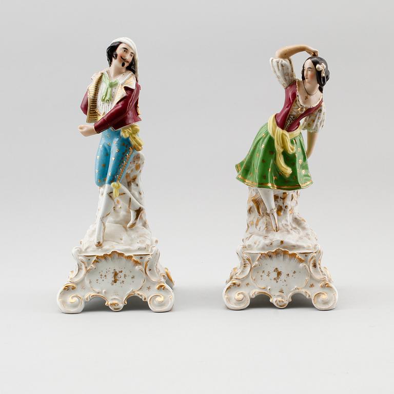 FIGURER, 1 par, porslin, möjligen Tyskland, 1800-talets mitt.