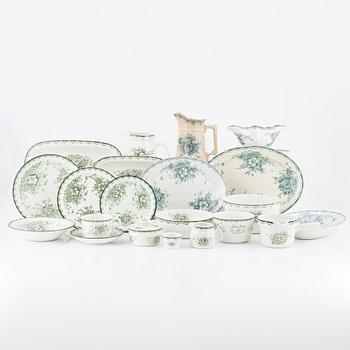 Matservis, 88 delar, flintgods, "Grön Anna", Rörstrand, varierande åldrar.