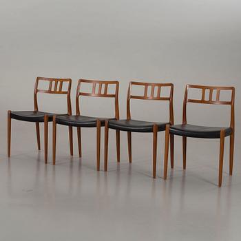 MATBORD och 4 STOLAR, bl a J L Möller models, Danmark, 1900-talets andra hälft.