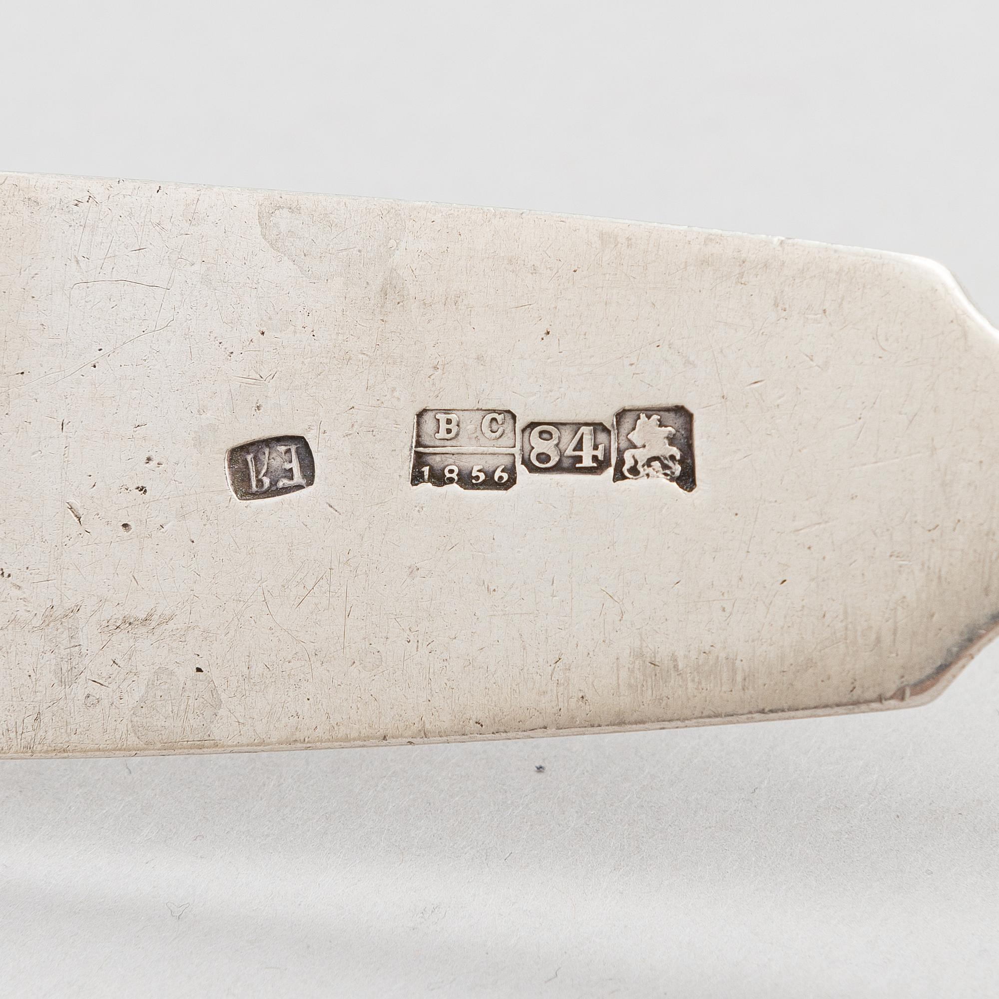 A Grachev silver soup ladle, Saint Petersburg, 1894. Imperial warrant mark. Spoon, silver, unidentified master, 1856.