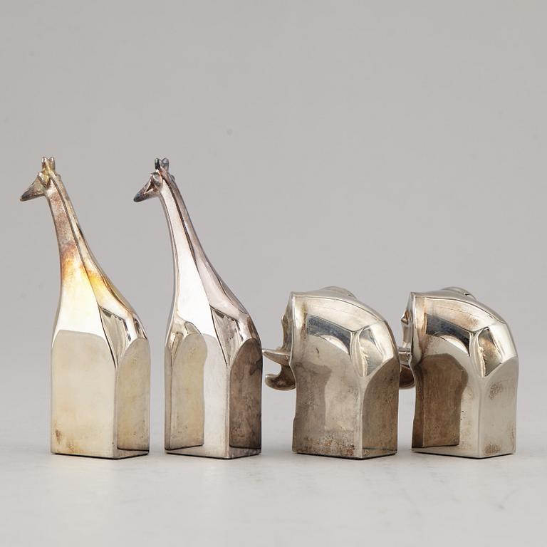 GUNNAR CYRÉN, four silver plated zinc figurines, Dansk Designs, Japan.