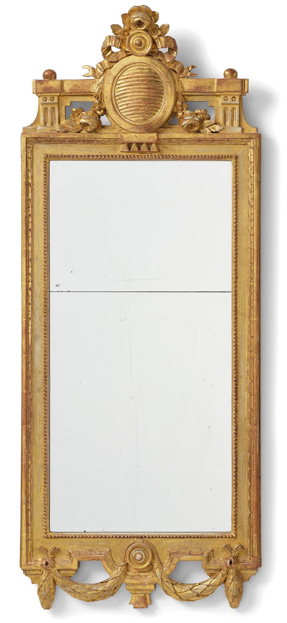 A Gustavian giltwood mirror by J. Åkerblad (master in Stockholm 1758-99).