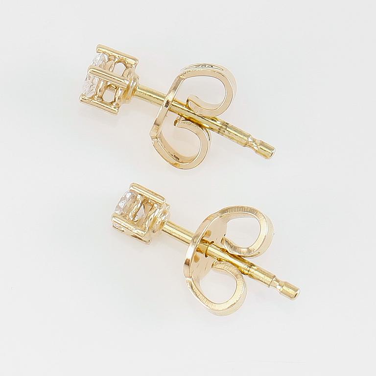ÖRHÄNGEN, 1 par, 18K guld och diamanter tot ca 0.24 ct.