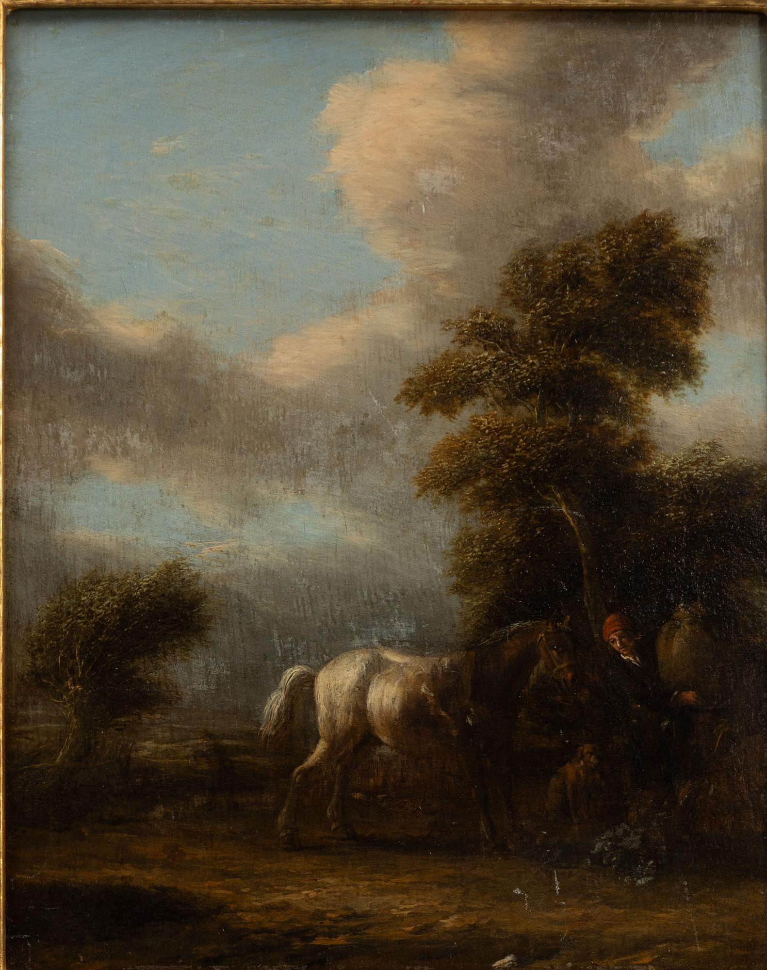 Jan Dirksz Both, his follower, Man with horse and dog.
