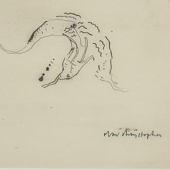 Olav Christopher Jenssen, indian ink on film, signed, dated 14 februari 1991.