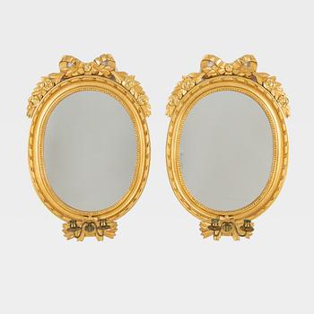 Spegellampetter ett par, gustaviansk stil, samtida.