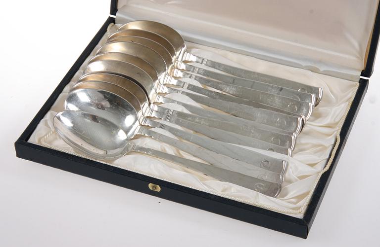 BESTICK, 107 st, silver, "Rosenholm", Jacob Ängman, GAB, 1950-tal.