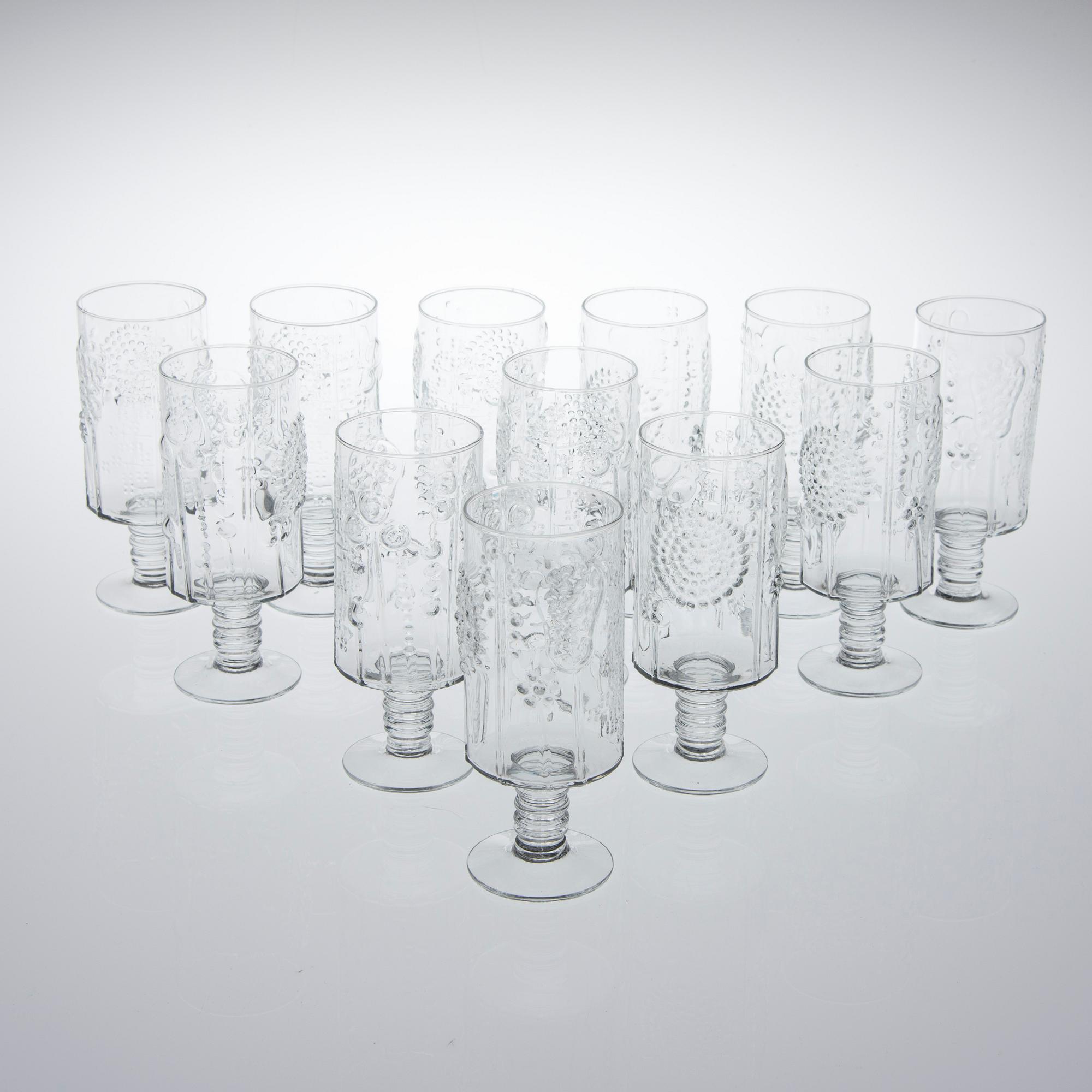 CHAMPAGNEGLAS 12 ST, "Flora", Oiva Toikka, formgiven 1966, Notsjö.
