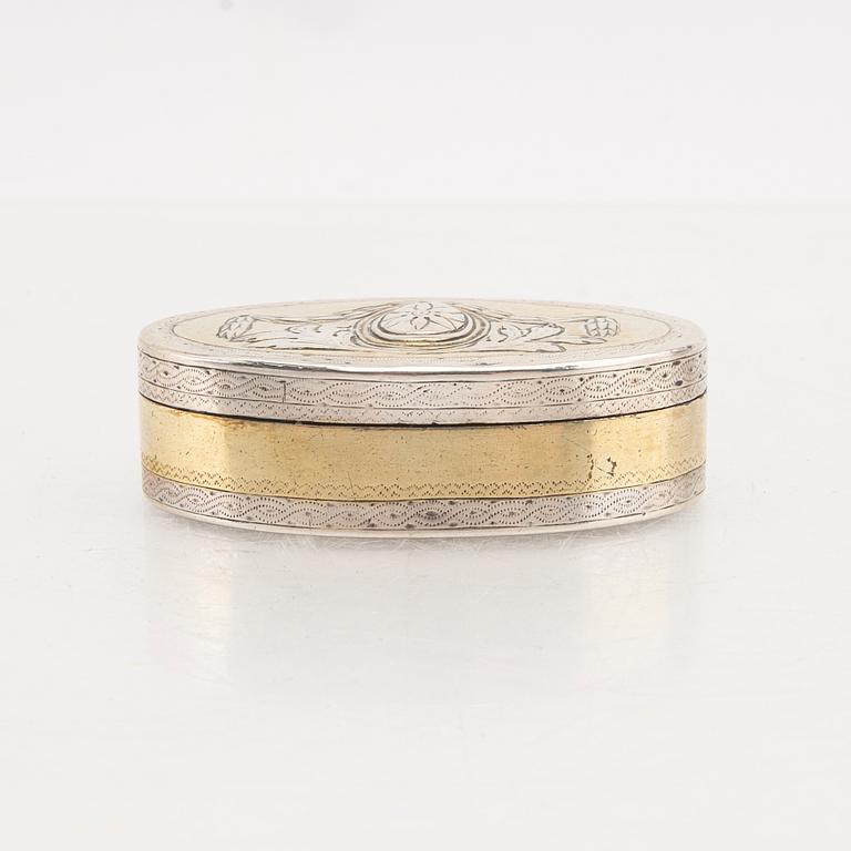 A Swedish 18th century silver box mark of Nils Hellberg Stockholm 1790 weight 64 grams.