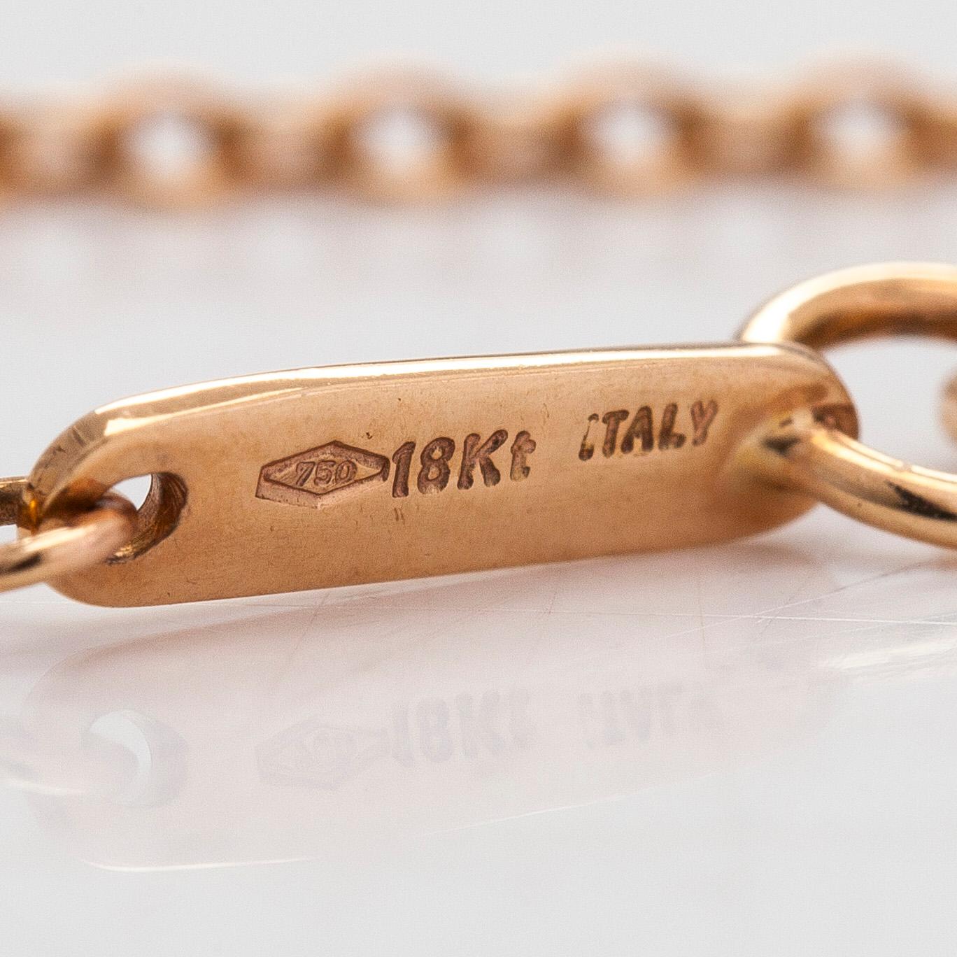 Halsband/hänge, 18K roséguld/vitguld, diamanter totalt ca 0.62 ct. Italien.