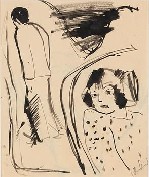 John Jon-And, tuschteckning på papper, signerad.