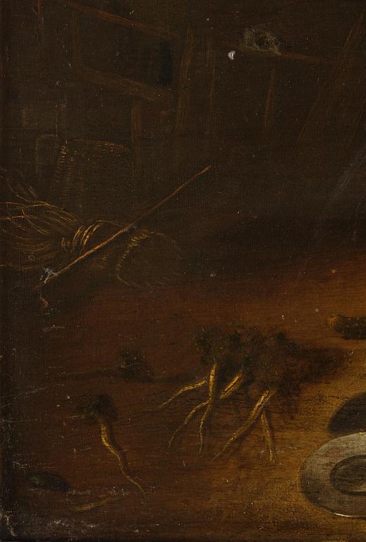 Willem Kalf, hans krets, Stilleben med köksattiraljer.