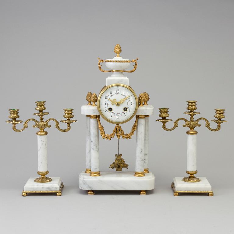 MANTLE PIECE, three parts, Louis XVI-style, France, 20th century.
