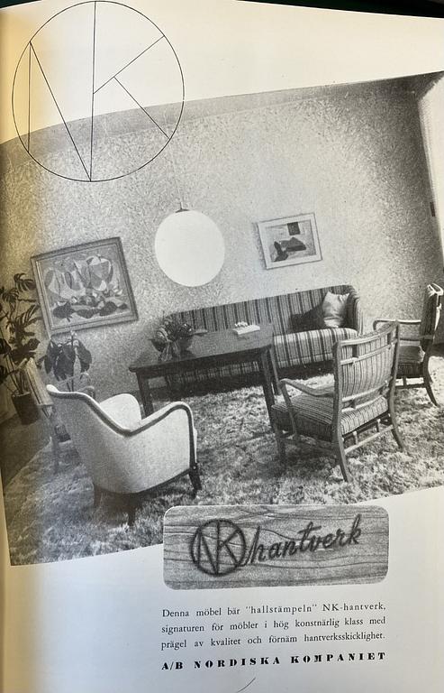 Carl-Axel Acking, a set of 3 easy chairs, "NK Hantverk" Nordiska Kompaniet, 1940s. Provenance Carl Axel Acking.