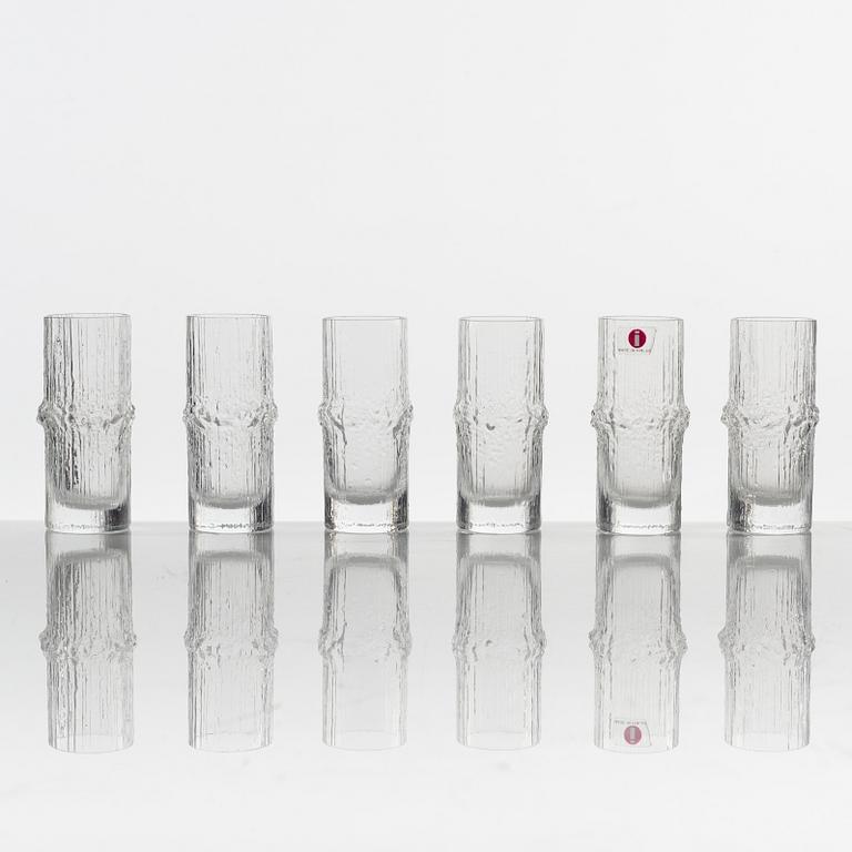 Tapio Wirkkala, six ' niva' shot glasses, Iittala, Finland.
