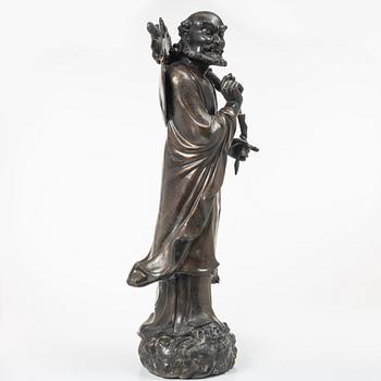 A large Japanese bronze figure of a Rakan, Meiji (1868-1912).