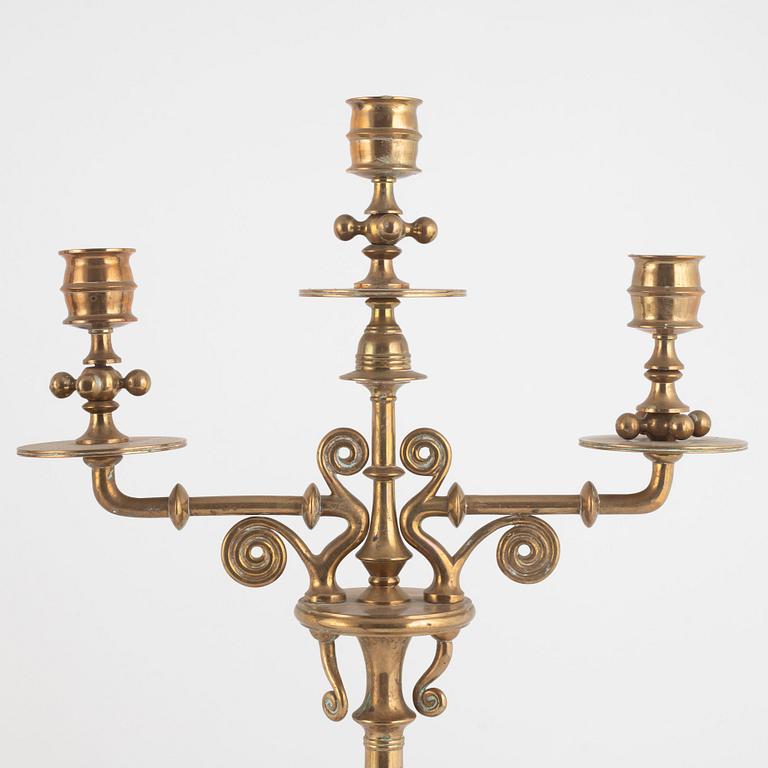 Kandelabrar, ett par, Gusums Bruk, omkring år 1900.