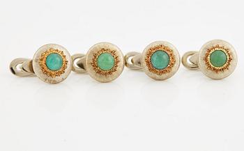 A pair of jade cufflinks and studs from Buccellati.