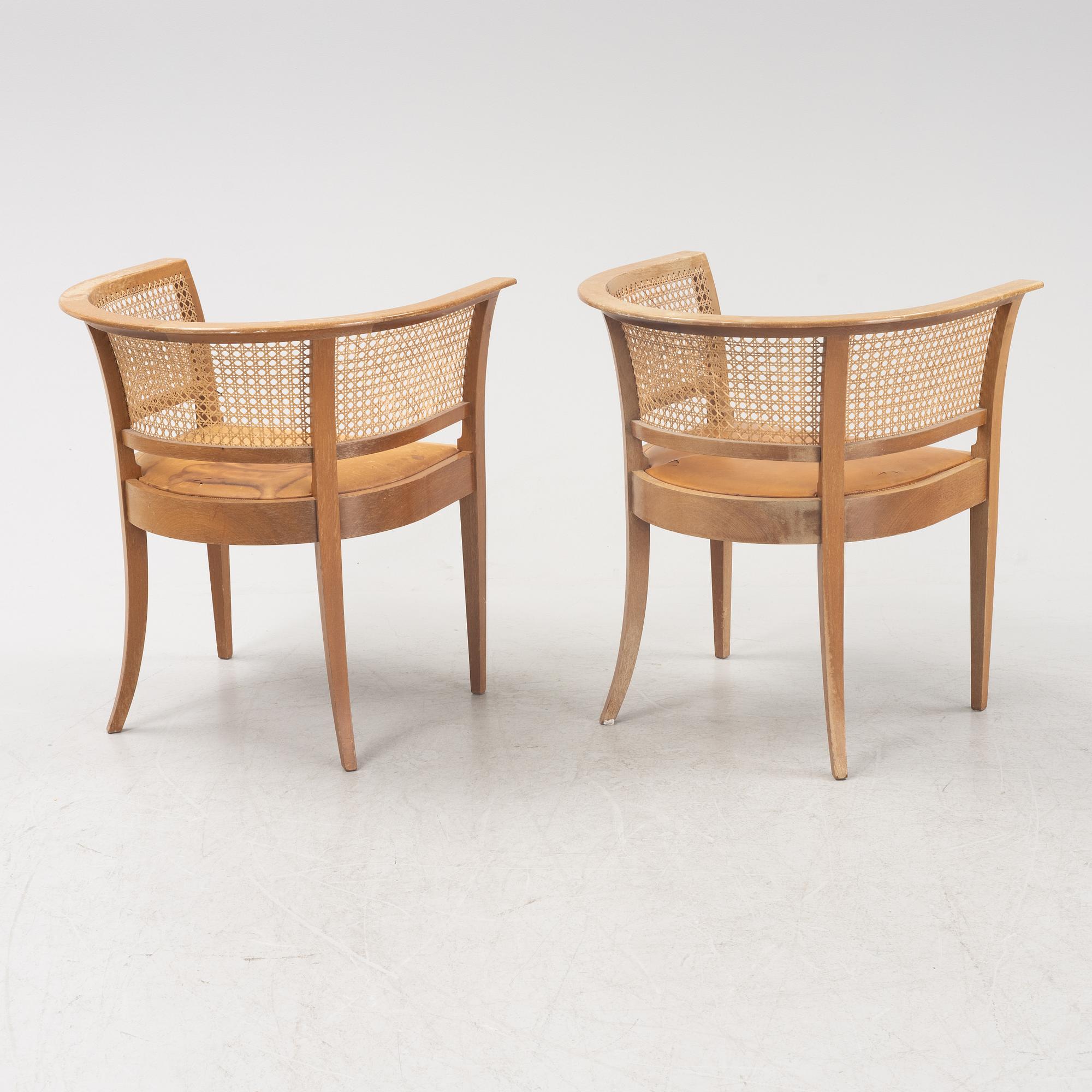 Kaare Klint, a par of 'Faaborg' chairs, Rud Rasmussen, Denmark.