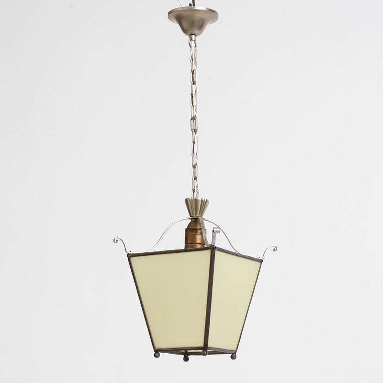 Harald Notini, pewter patinated iron Swedish Grace ceiling light. model '6401', Arvid Böhlmarks Lampfabrik 1920s-1930s.