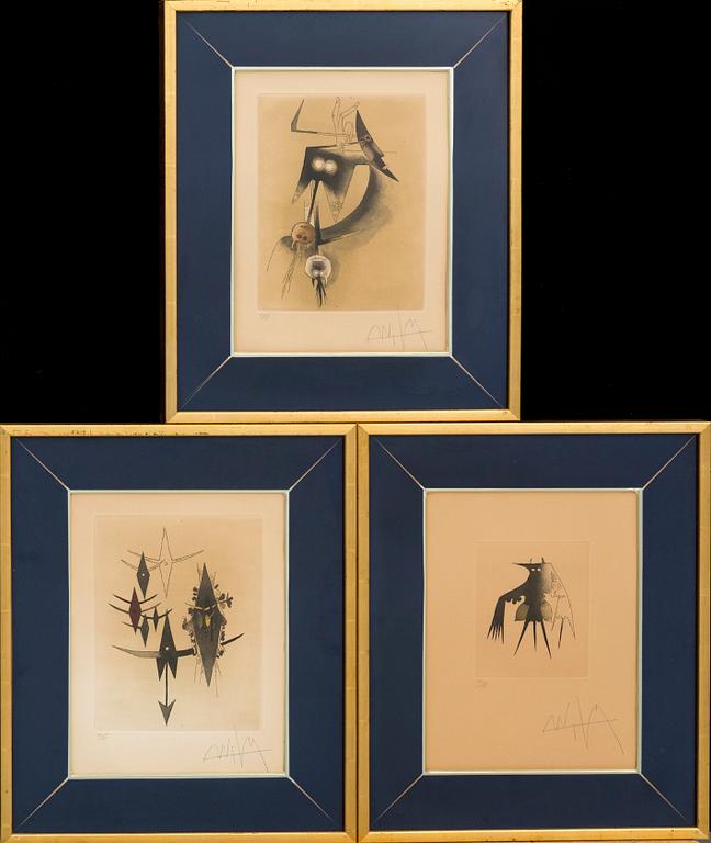 WIFREDO LAM, a set of three colour etchings signed and numbered 53/125.