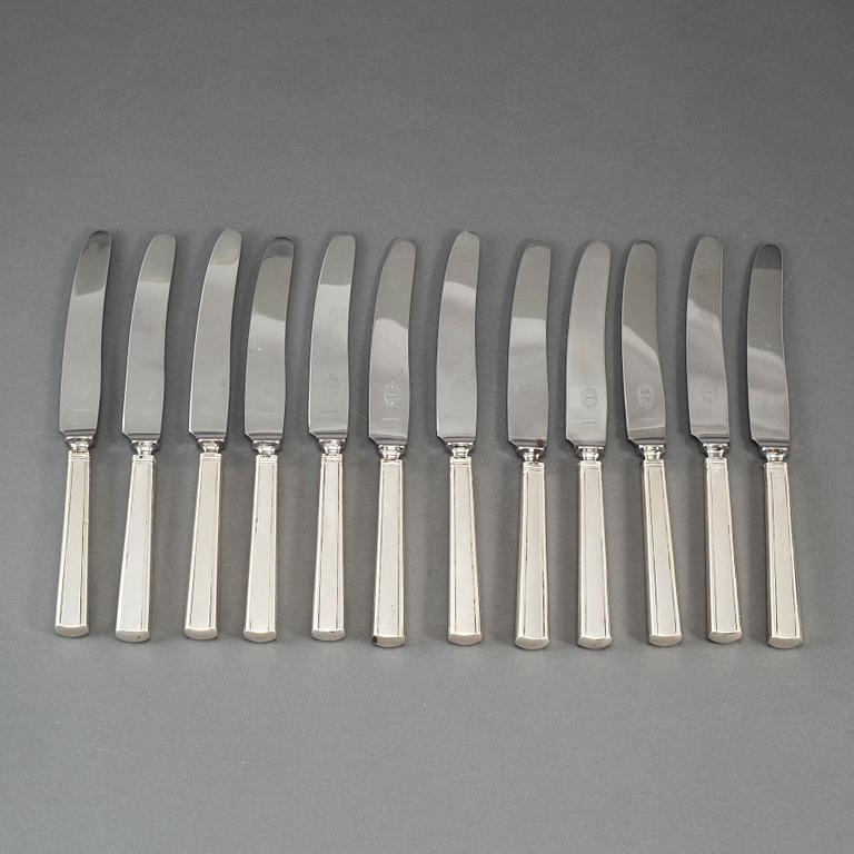 DAVID ANDERSEN,  12 st silver knives, Stockholm 1913.