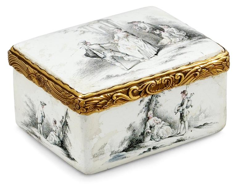 An 18th century, probably English, enamel snuffbox.