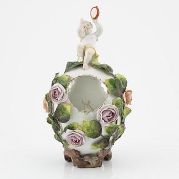 A Rococo style porcelain vase, Plaue-Sitzendorf, Germany, around the year 1900.