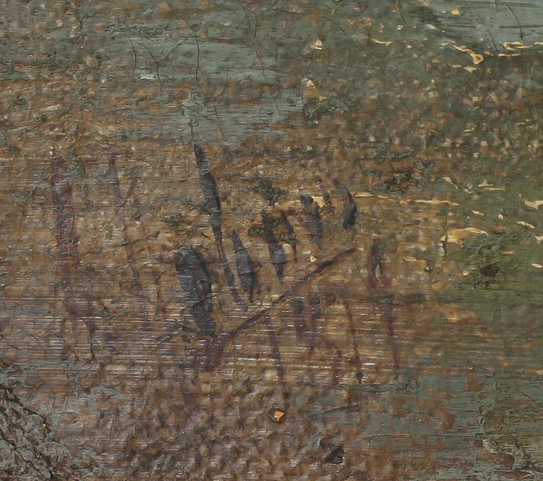 OKÄND KONSTNÄR, olja på pannå, otydligt signerad samt daterad 1879.