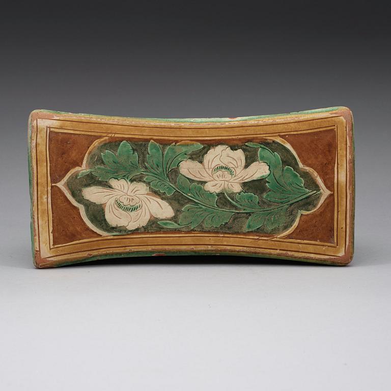 A sancai glazed pillow, presumably Liao dynasty (907-1125).