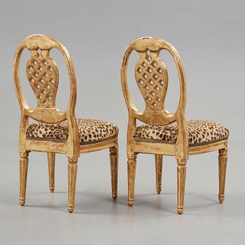 A pair of Gustavian late 18th century chairs by  Melchior Lundberg master in Stockholm 1775-1812).