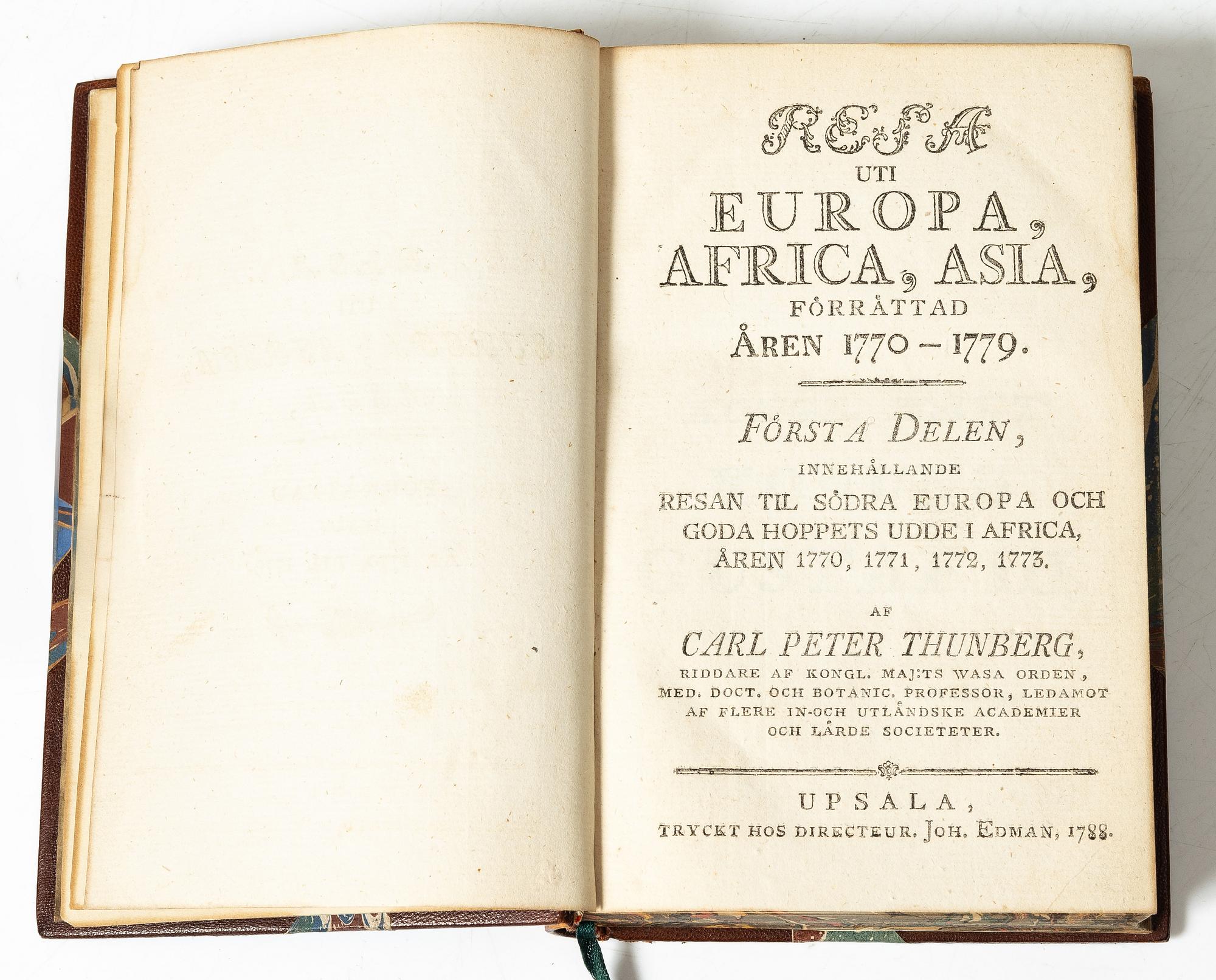 Thunberg’s Travels 1770-79 with engraved plates (4 vols.).