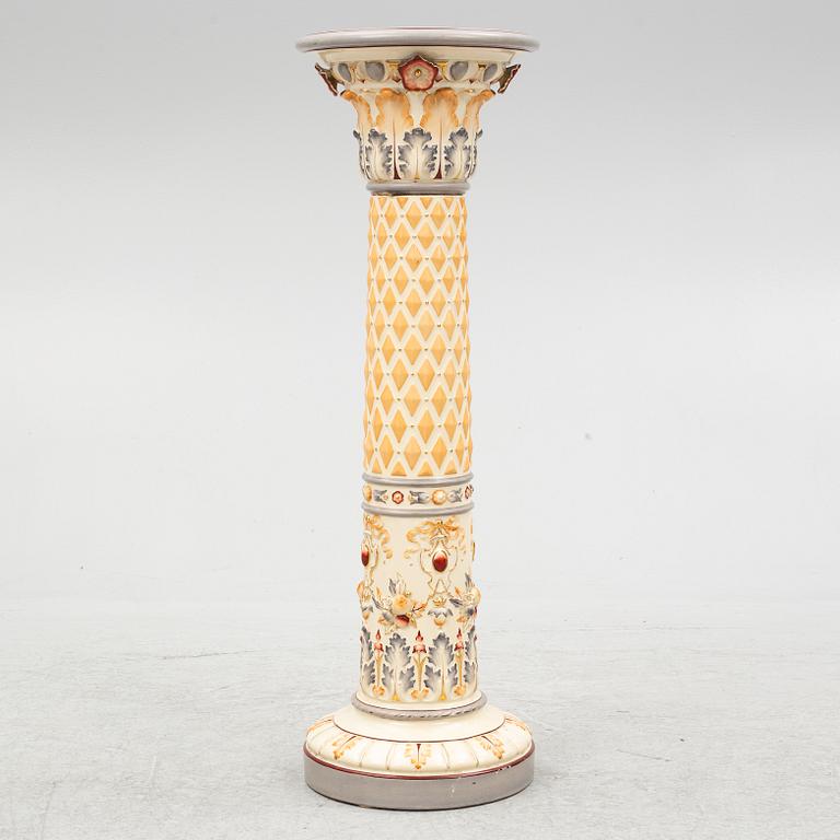 A majolica pedestal, Rörstrand, Sweden, around 1900.