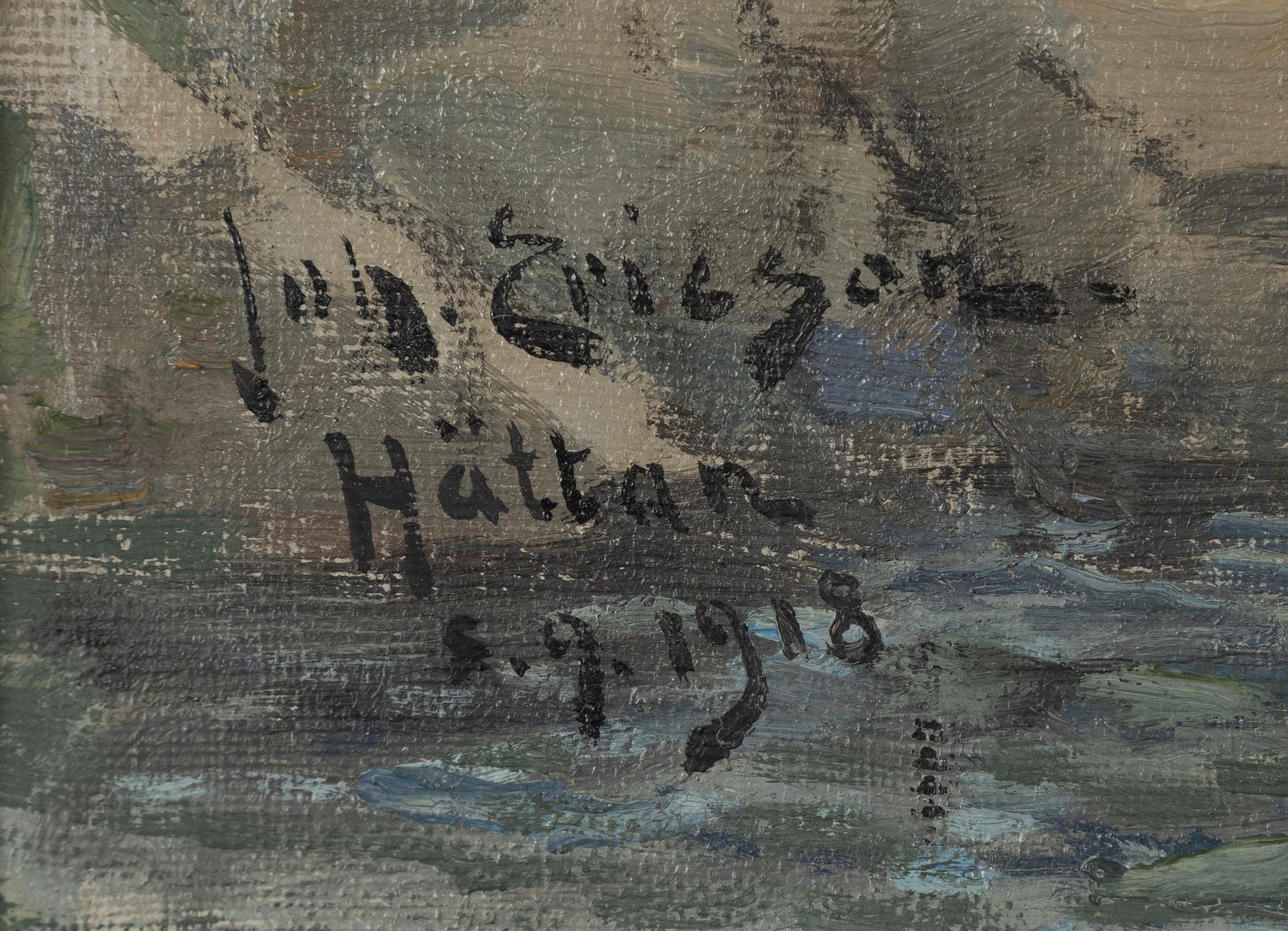 Johan Ericson, oil on canvas, signed and dated 1918.