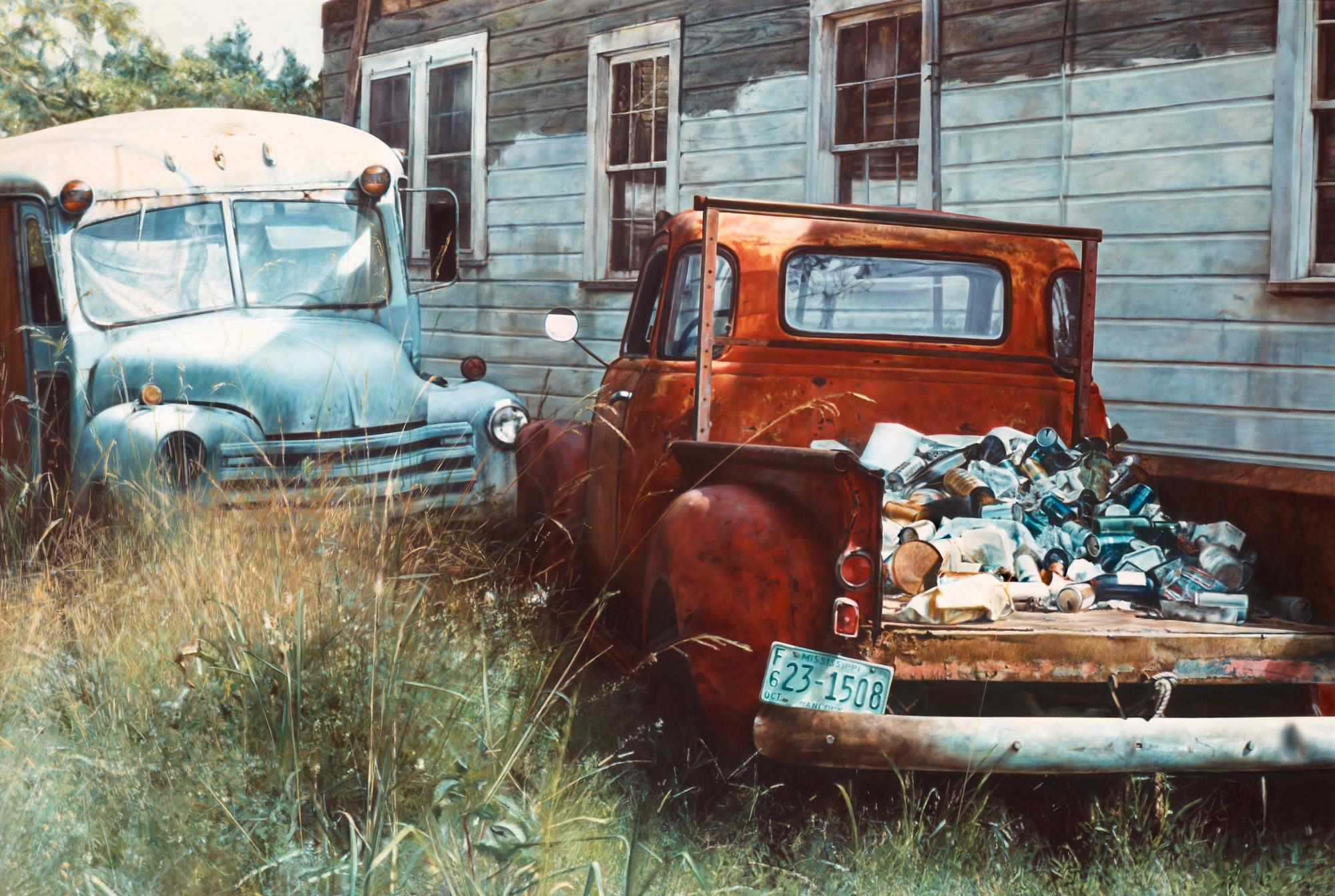 John Salt, "School bus and red pick-up".