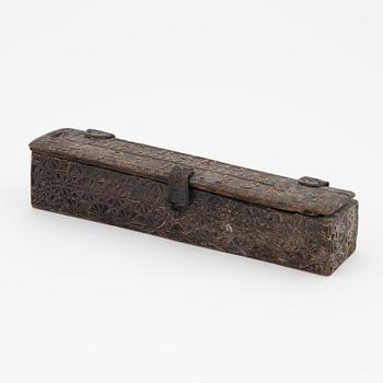 A Swedish carved wooden box, 18th/19th Century.