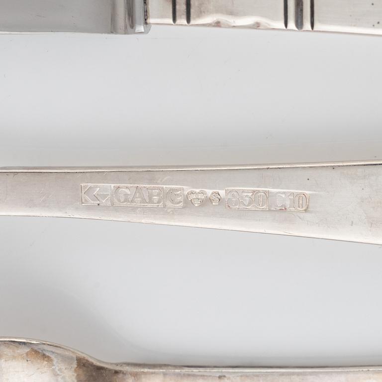 Jacob Ängman, a 49-piece silver cutlery set, 'Rosenholm', GAB, Eskilstuna, 1970-82.