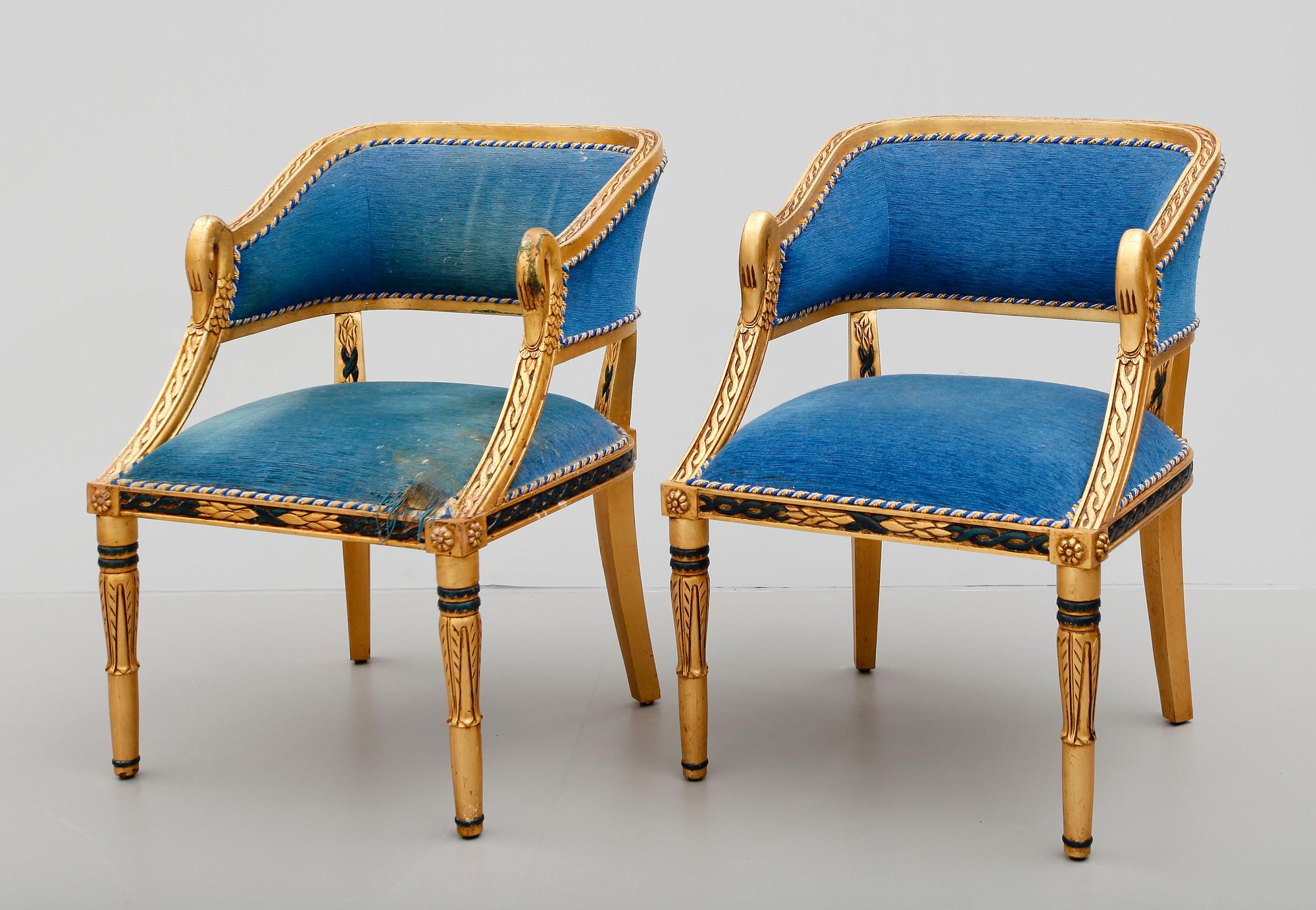 KARMSTOLAR, 1 par, empirestil, 1900-talets andra hälft.