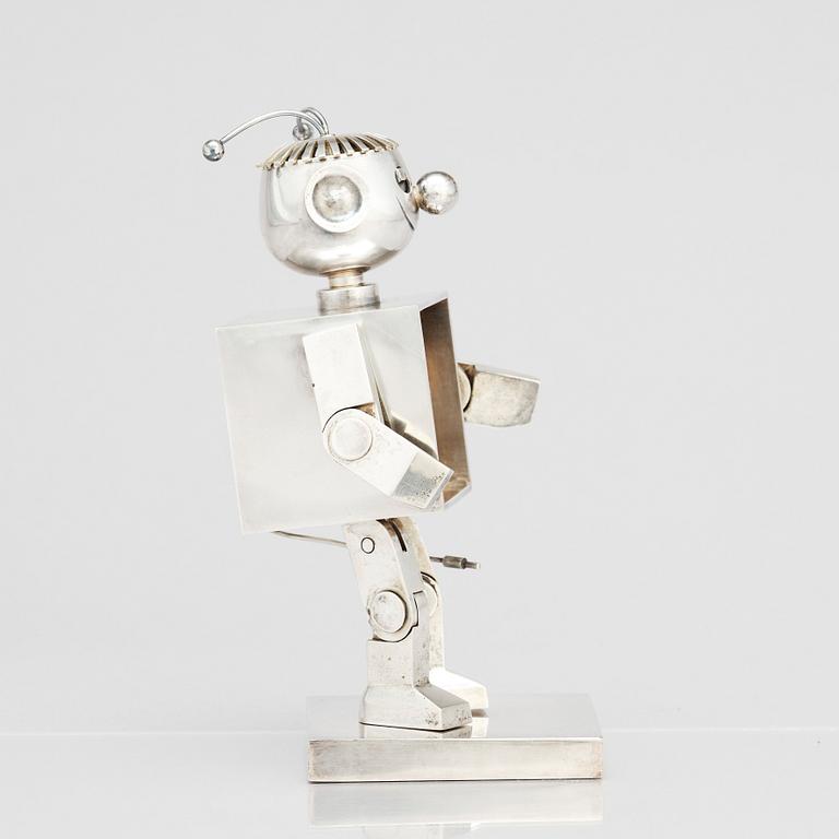 Atelier Borgila, a sterling and 18k gold sculpture of a robot, Stockholm 1970.