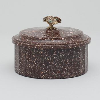A Swedish Empire 19th century porphyry butter box.