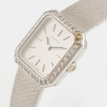 Certina, 18K white gold, wristwatch, 22 mm.