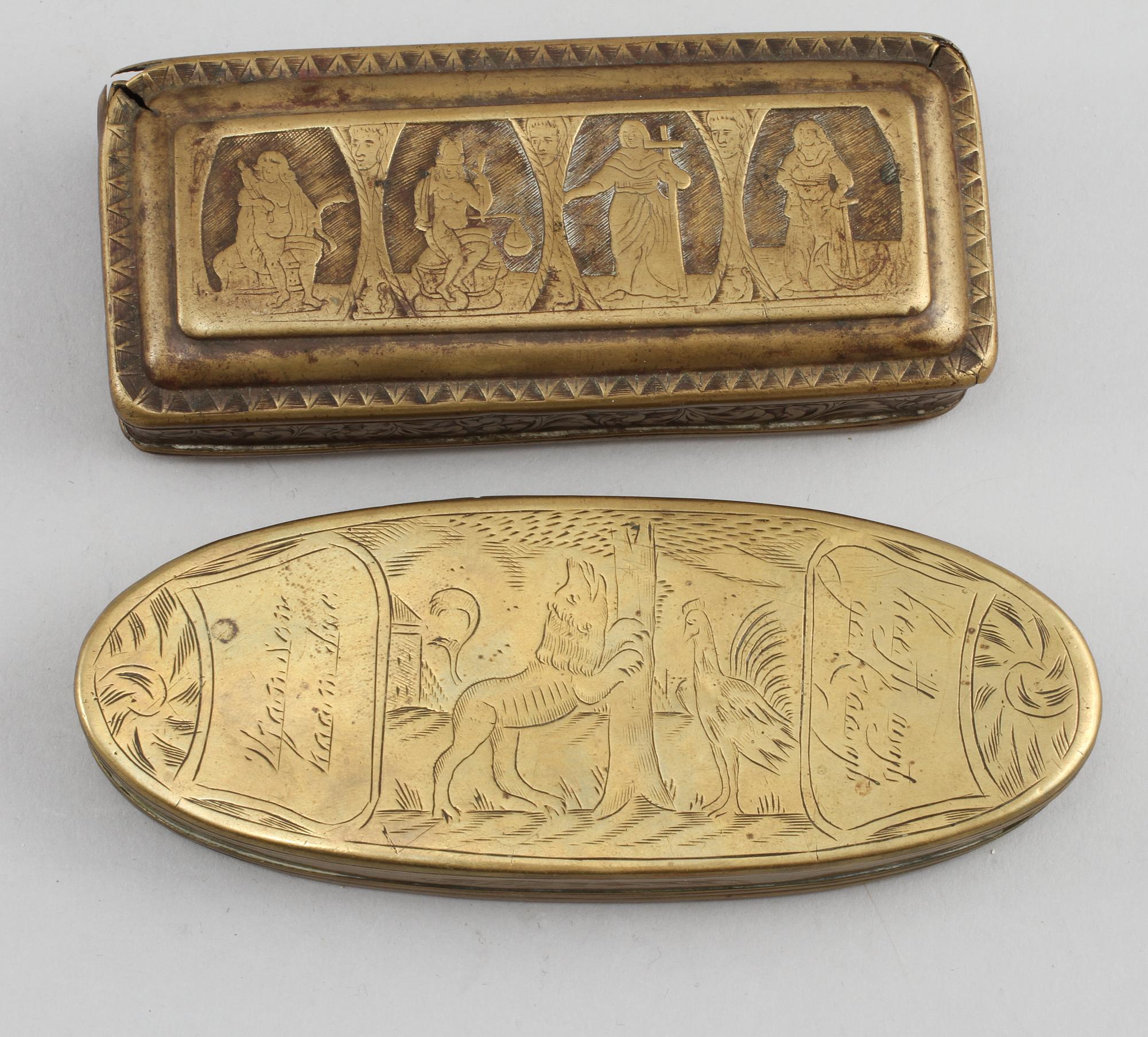 DOSOR, 2 st, mässing, 1700/1800-tal.
