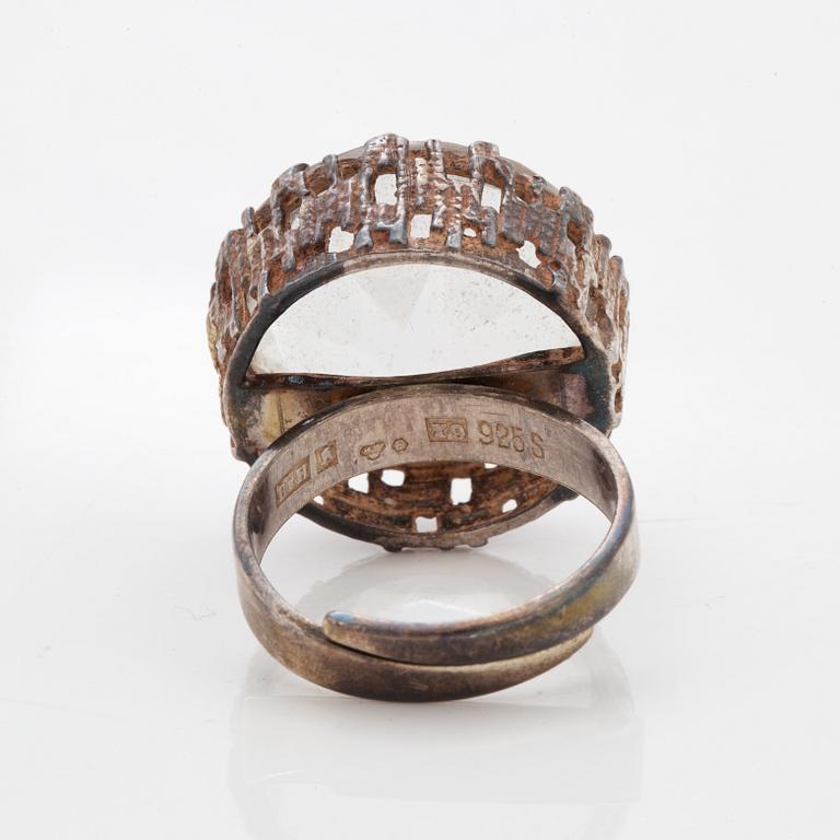 A Bengt Hallberg silver and rock crystal ring.