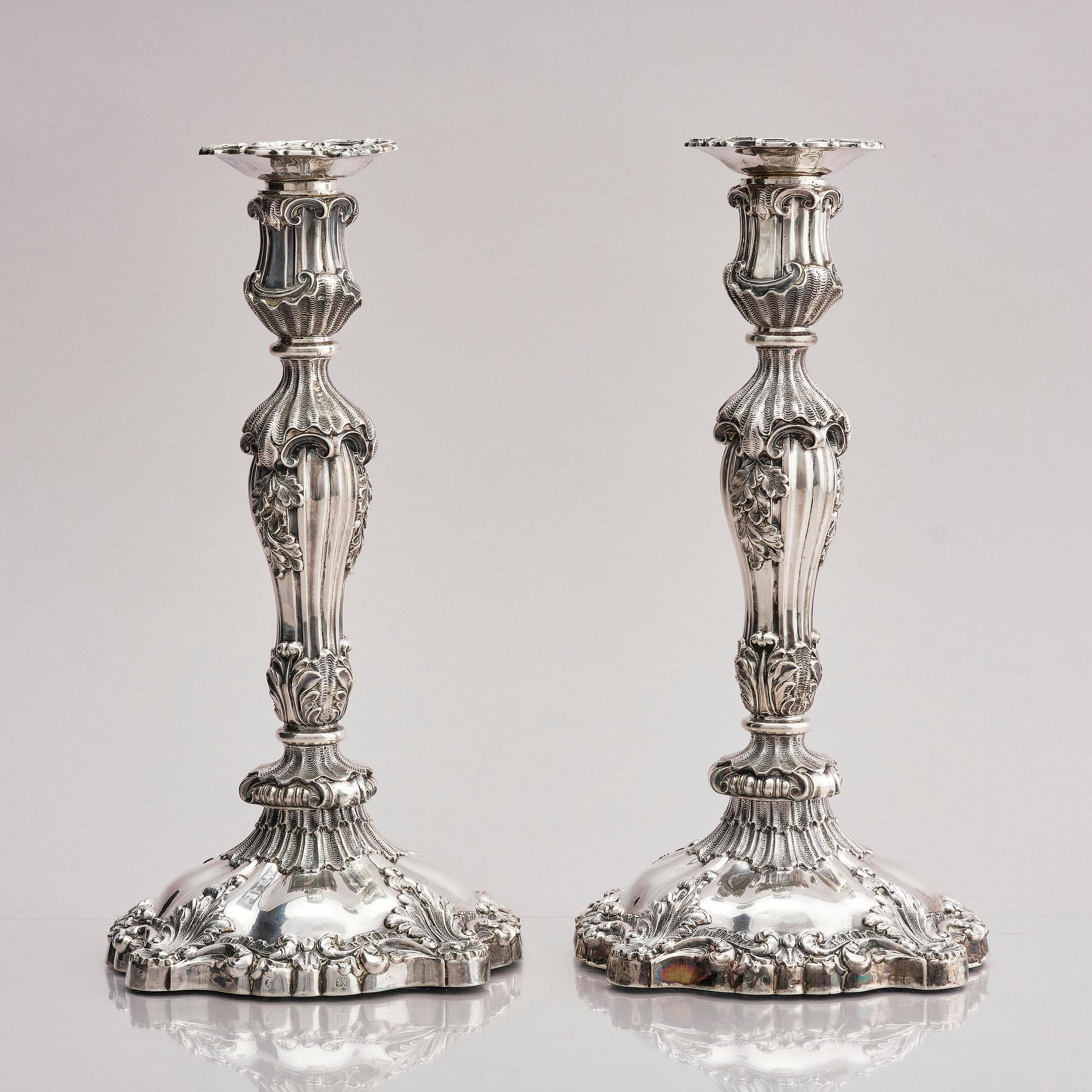 TJ & N Creswick, ljusstakar, ett par, silver, Sheffield, England, 1840.